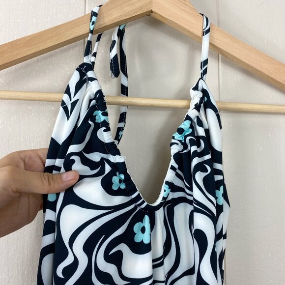 Cotton On Black and White Ribbed V-Neckline Halter Dress Size Small - Picture 3 of 7